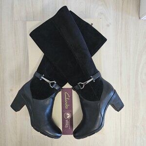 Clarks Lucette Ritz Suede Boots Black, 9M